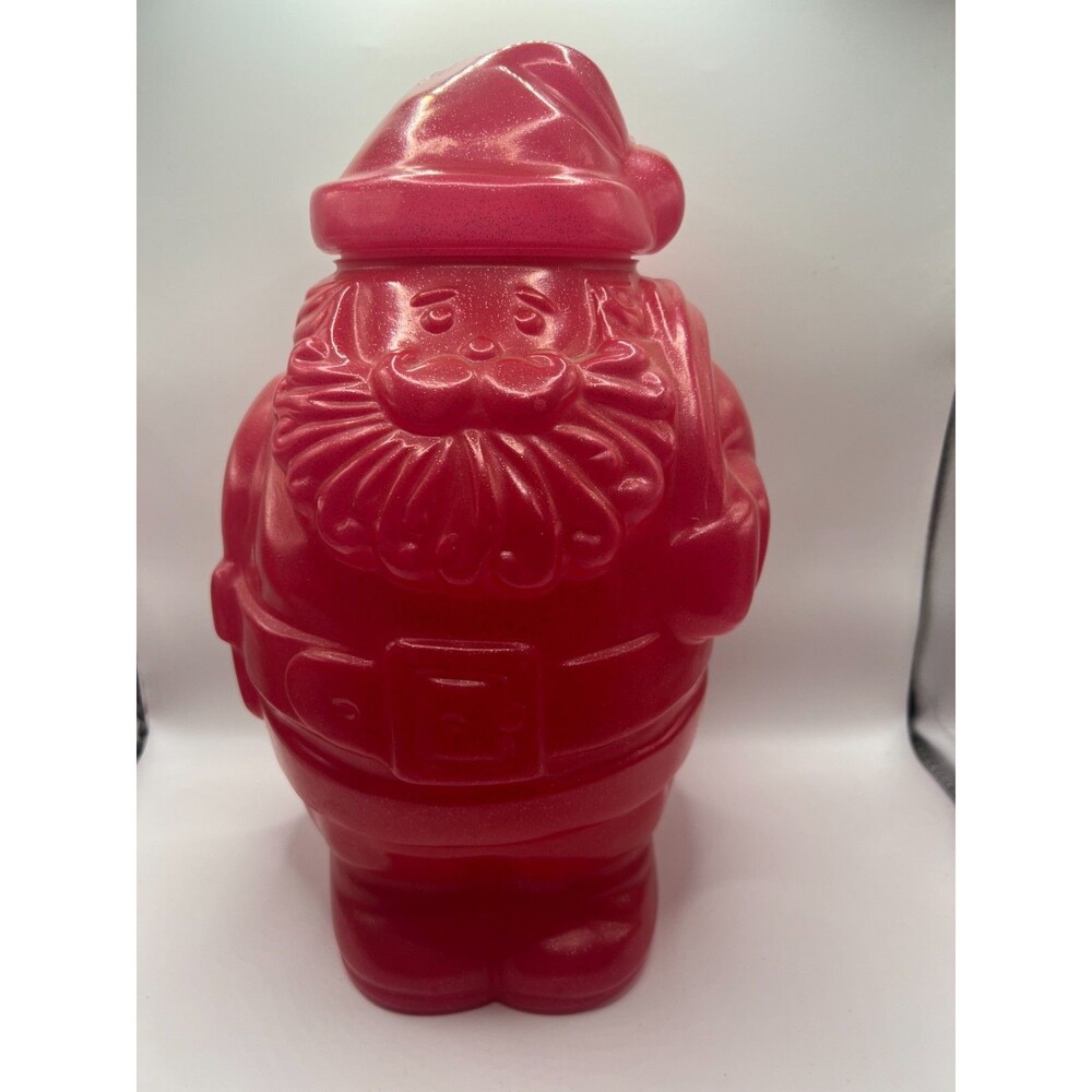 VINTAGE BLOW MOLD SANTA COOKIE JAR PACKERWARE RED SPARKLY